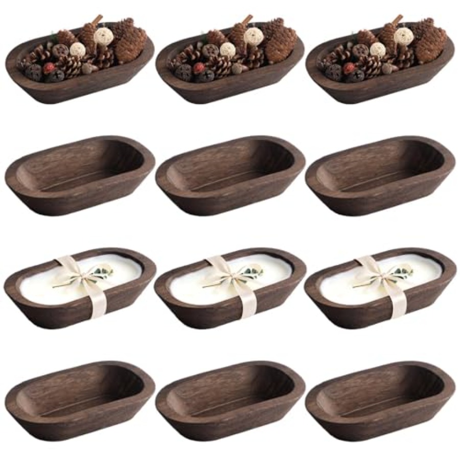 Candle Making Homewood - 12 Pack Dough Rustic Wooden Bowls