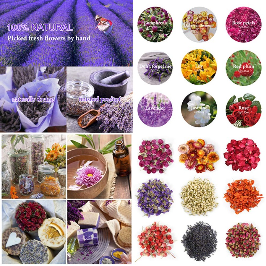 Candle Making Diy Kit - 9 Bags Dried Flowers,100% Natural Dried