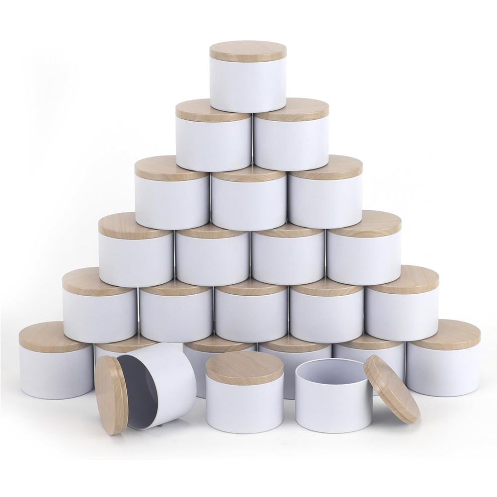 White Candle tins with Metal W - Candle Making Homewood avaliação e preço