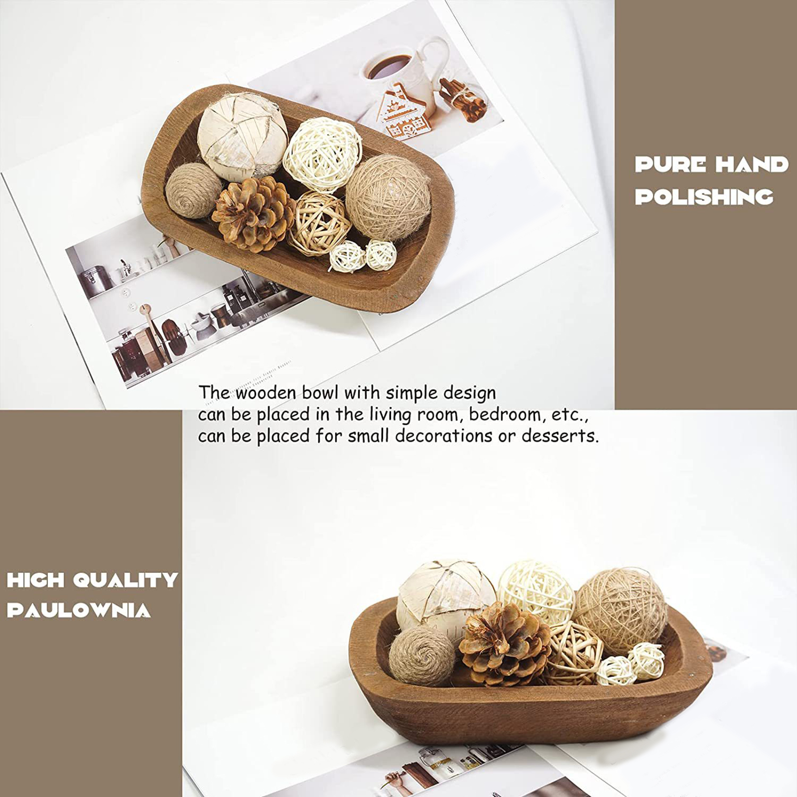 1Pc Solid Wooden Dough Bowl Ca - Candle Making Homewood avaliação e preço