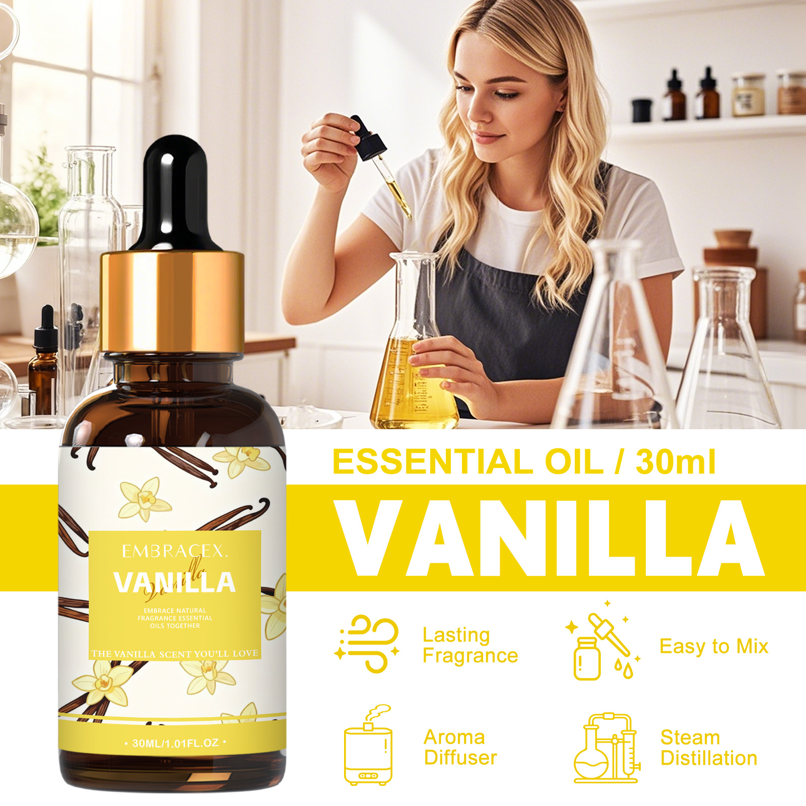 30ml Vanilla Essential Oil Per - Candle Making And Perfume avaliação e preço