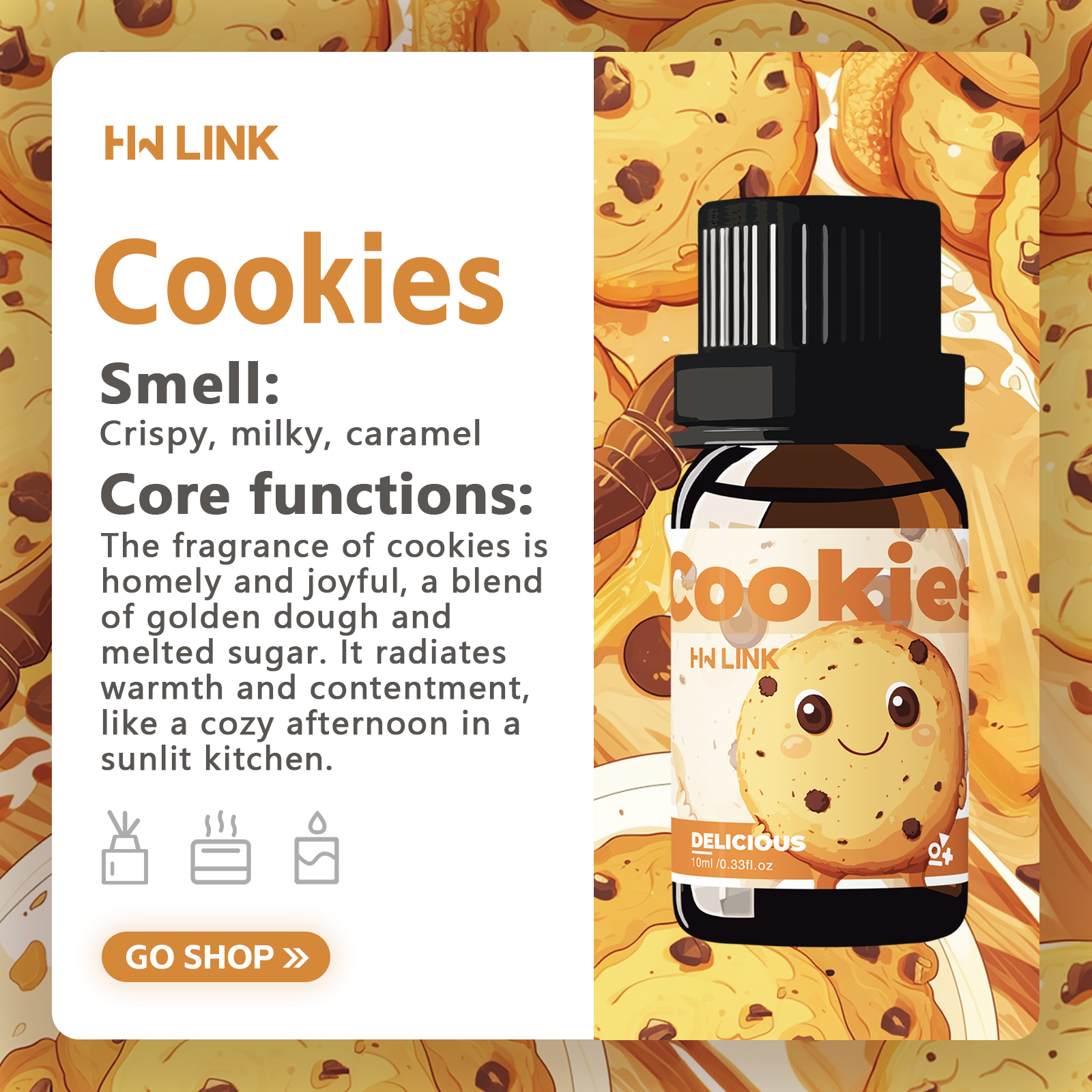 10ml Cookies Essential Oils Pe - Candle Making And Perfume avaliação e preço