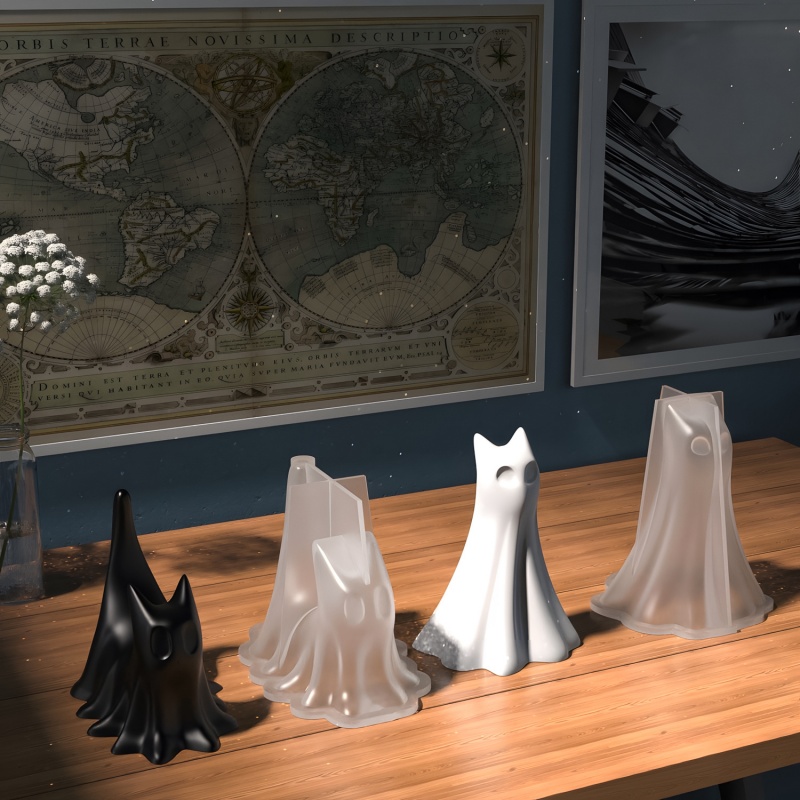 Ghost Cat Halloween Desktop Or - Candle Making Design avaliação e preço