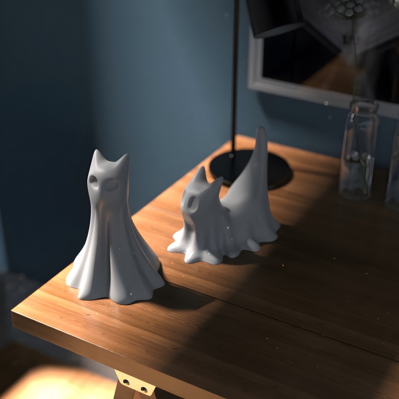 Ghost Cat Halloween Desktop Or - Candle Making Design avaliação e preço