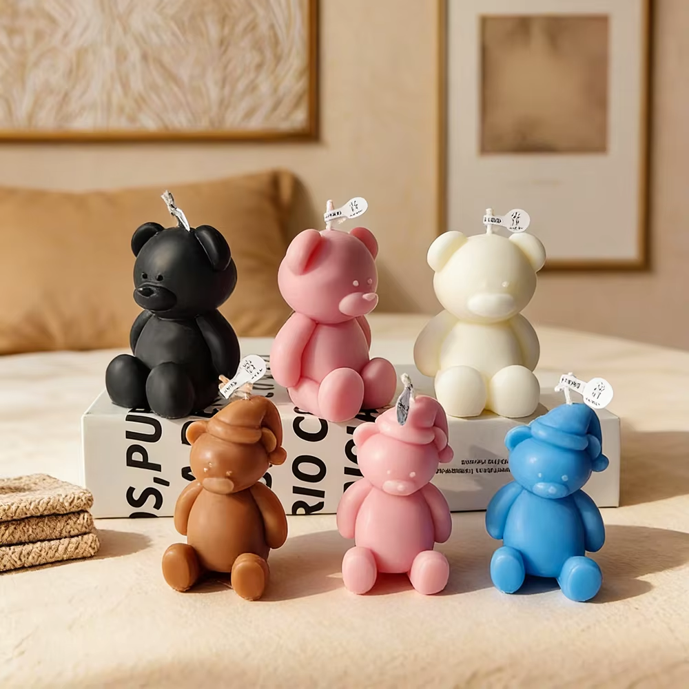 3D cute cartoon bear silicone  - Candle Making Diy Kit avaliação e preço