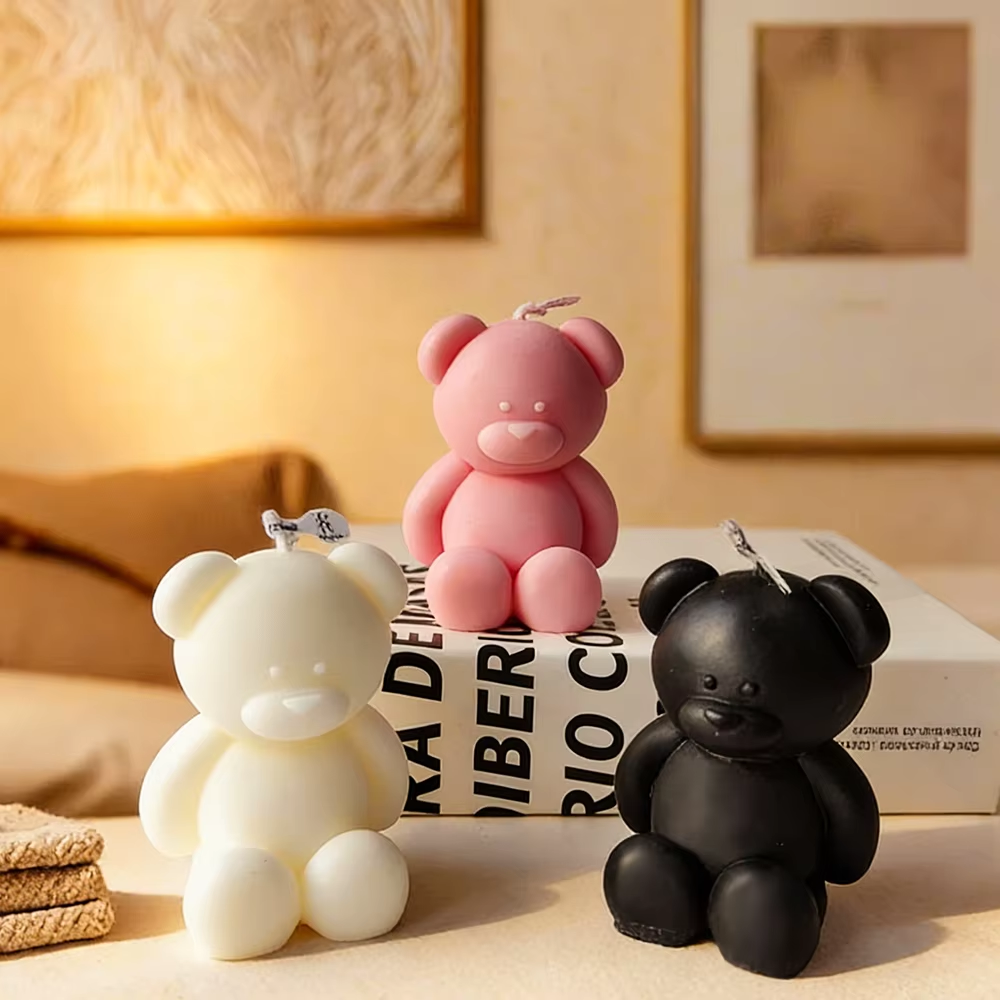 3D cute cartoon bear silicone  - Candle Making Diy Kit avaliação e preço