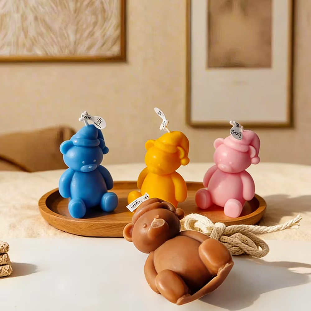 3D cute cartoon bear silicone  - Candle Making Diy Kit avaliação e preço