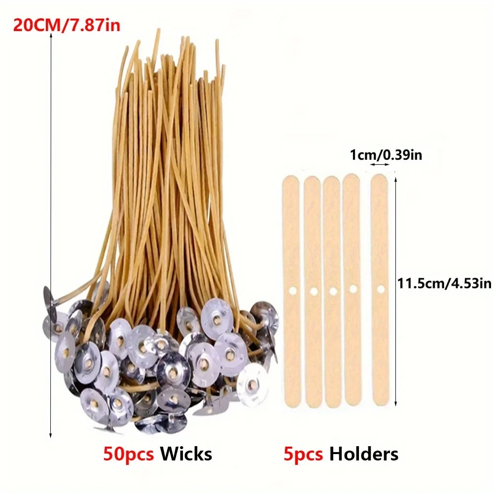 Candle Wicks 50 PCS 8 Inch Hem - Candle Making Kit Beeswax avaliação e preço