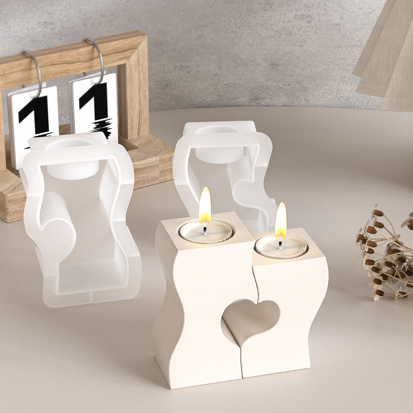 S Heart Candlestick Silicone M - Candle Making Design avaliação e preço