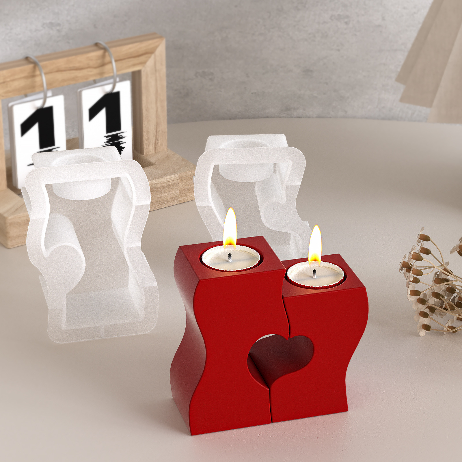 S Heart Candlestick Silicone M - Candle Making Design avaliação e preço