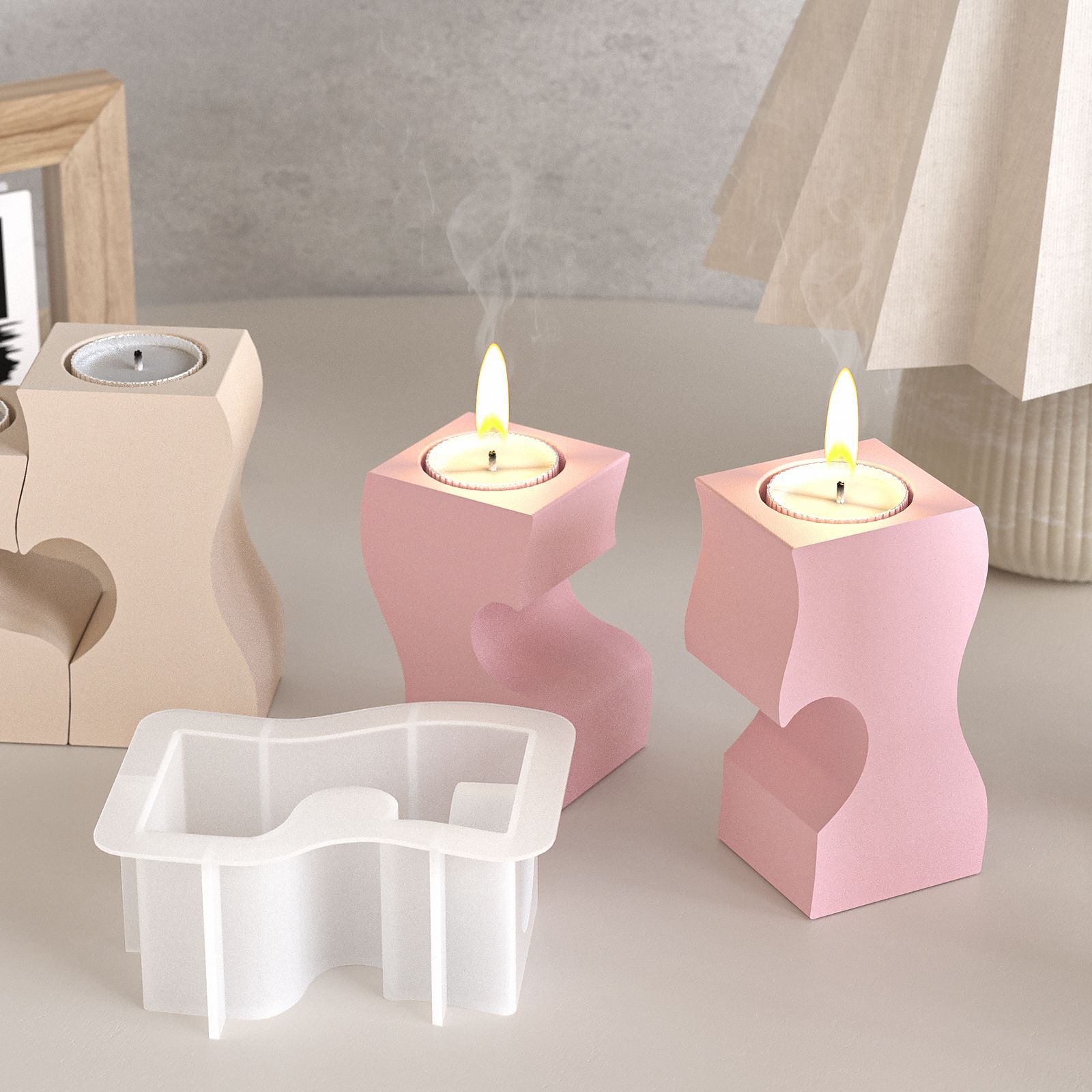 S Heart Candlestick Silicone M - Candle Making Design avaliação e preço