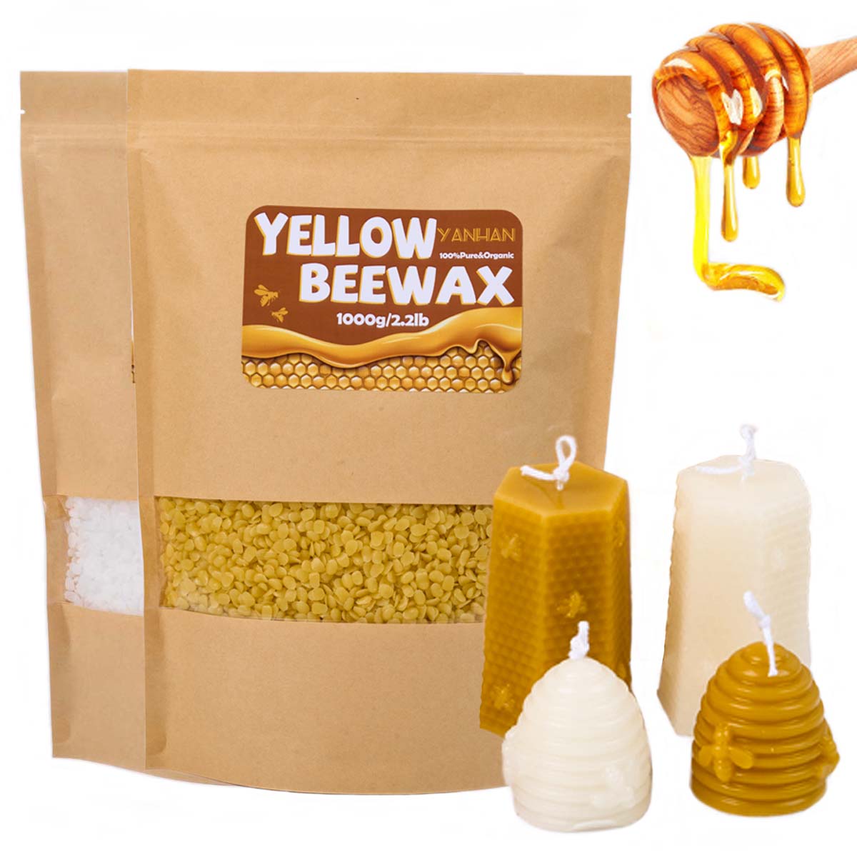 1000g Pure Natural Granular Wh - Candle Making Kit Beeswax avaliação e preço