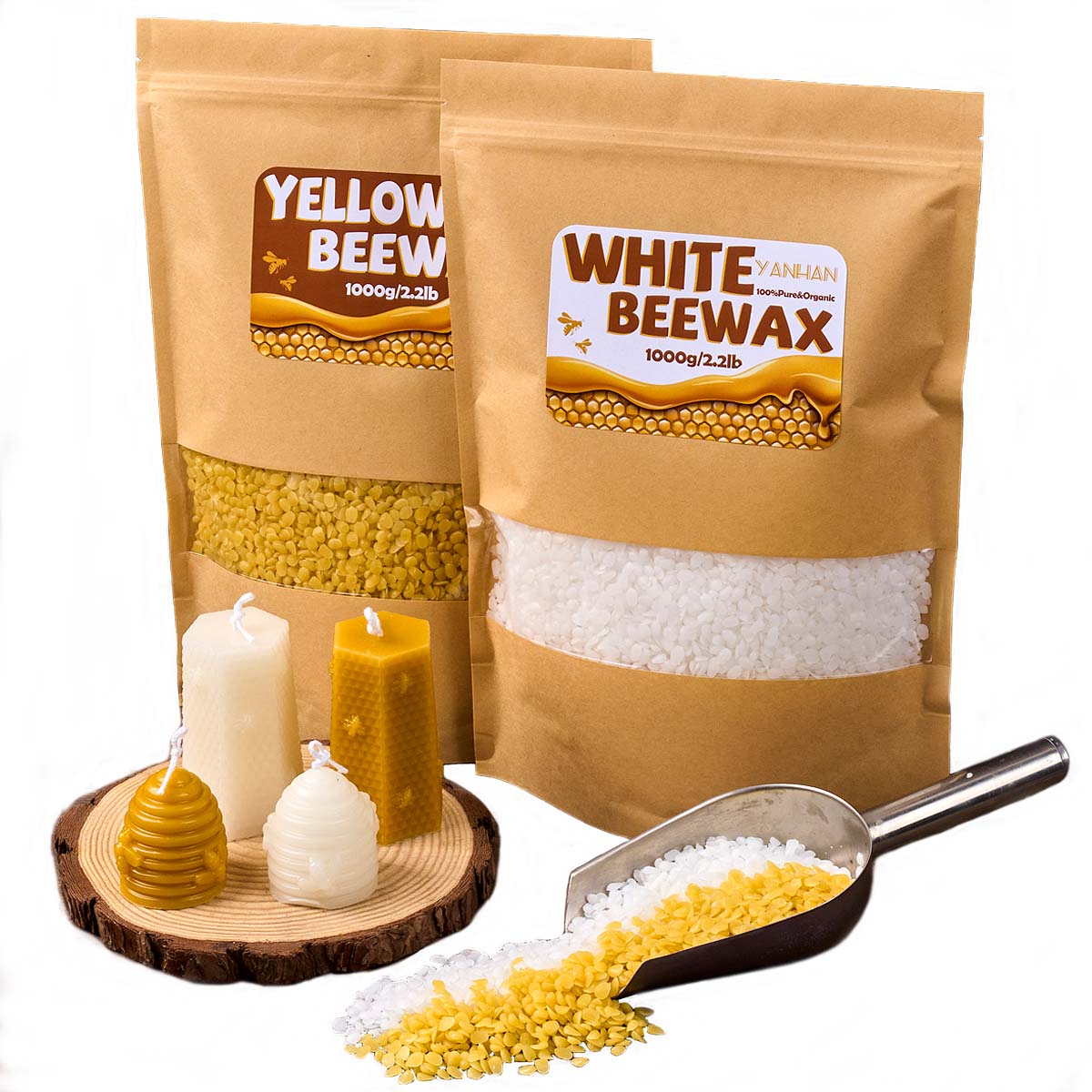 1000g Pure Natural Granular Wh - Candle Making Kit Beeswax avaliação e preço