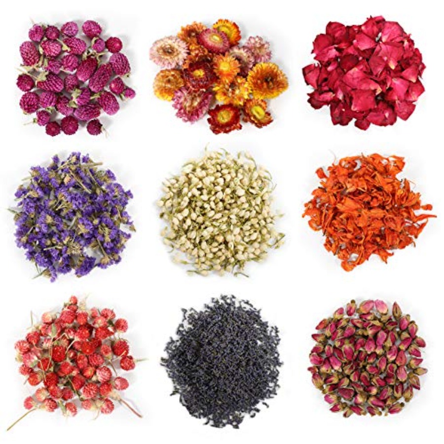 9 Bags Dried Flowers,100% Natu - Candle Making Diy Kit avaliação e preço