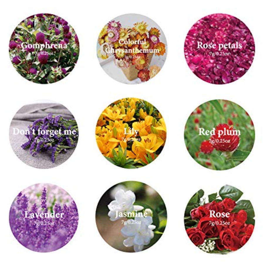 9 Bags Dried Flowers,100% Natu - Candle Making Diy Kit avaliação e preço